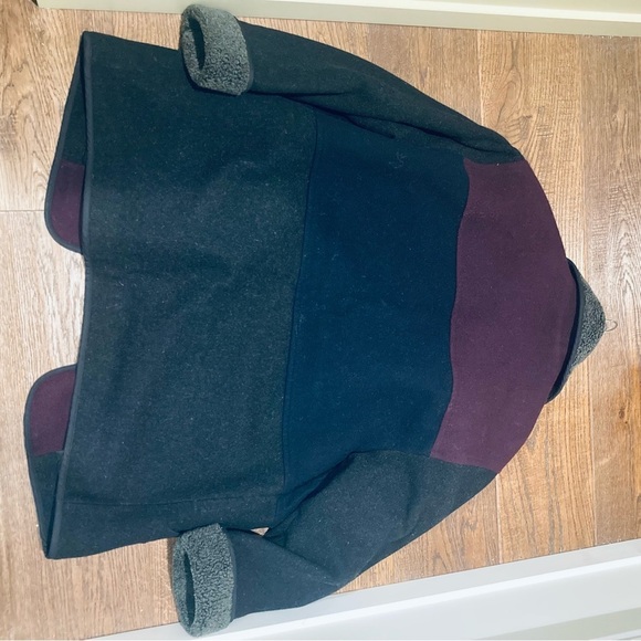 LONDON FOG Sz 14P Wool Blend Quilted Lining Colour Block Button Closure Pea Coat - Picture 12 of 15